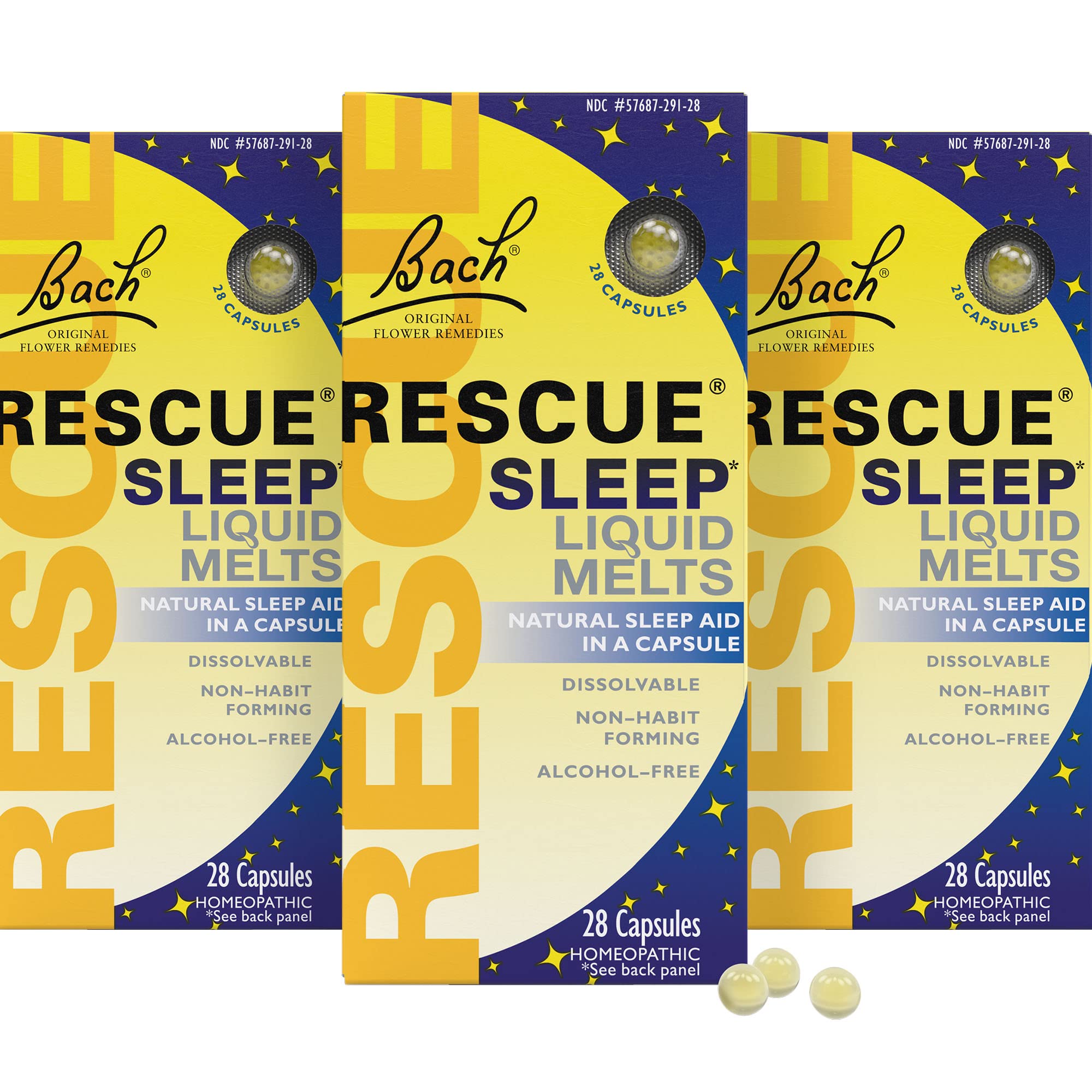 RESCUE Sleep Liquid Melts bottle in orange vanilla flavor promotes calm before bed