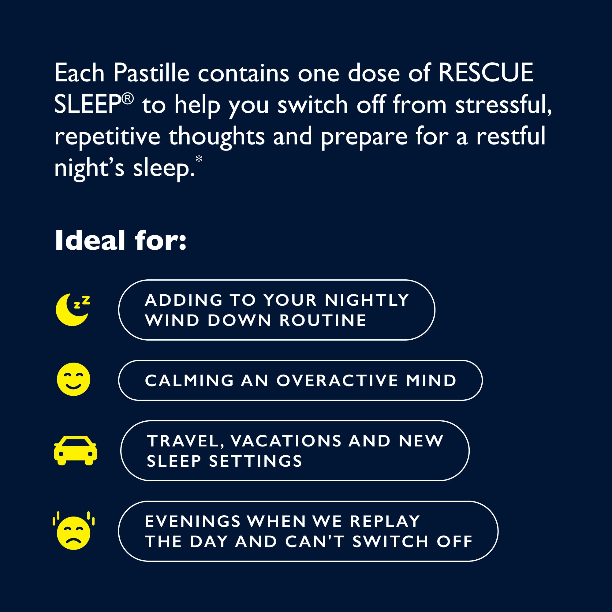 Closeup of RESCUE Sleep Pastille showing texture for gentle use.