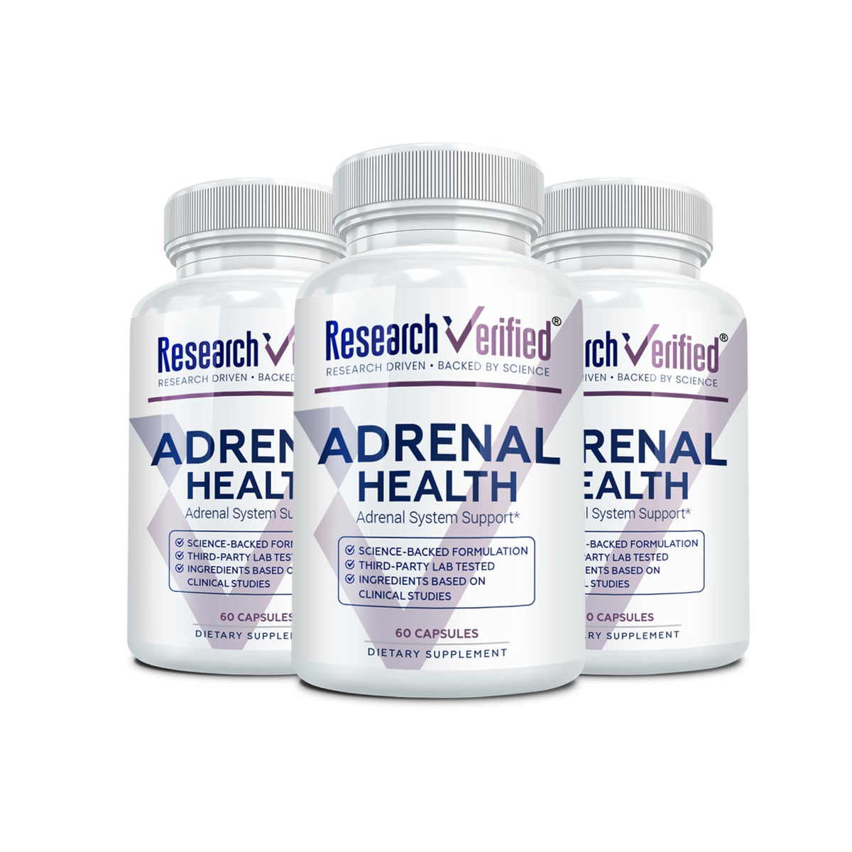 Research Verified Adrenal Support bottle-front for natural energy support