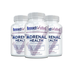 Research Verified Adrenal Support bottle-front for natural energy support