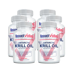 Research Verified Antarctic Krill Oil bottle highlighting sustainable sourcing for heart and brain support