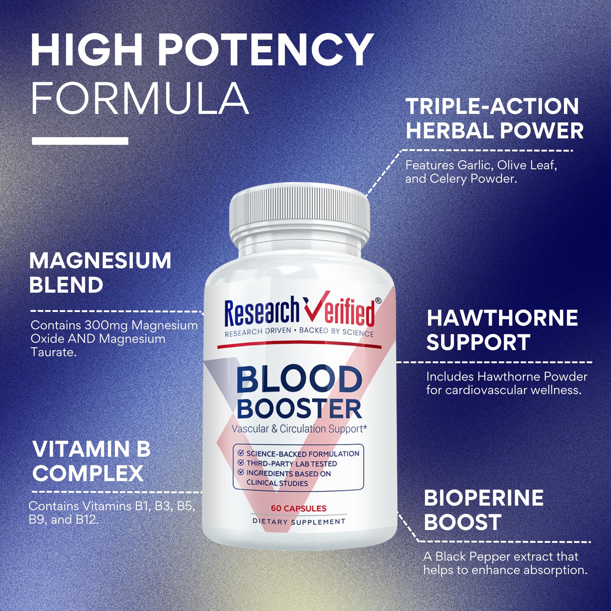 Research Verified Blood Booster hawthorn ingredient focus suggests potential support for healthy blood flow