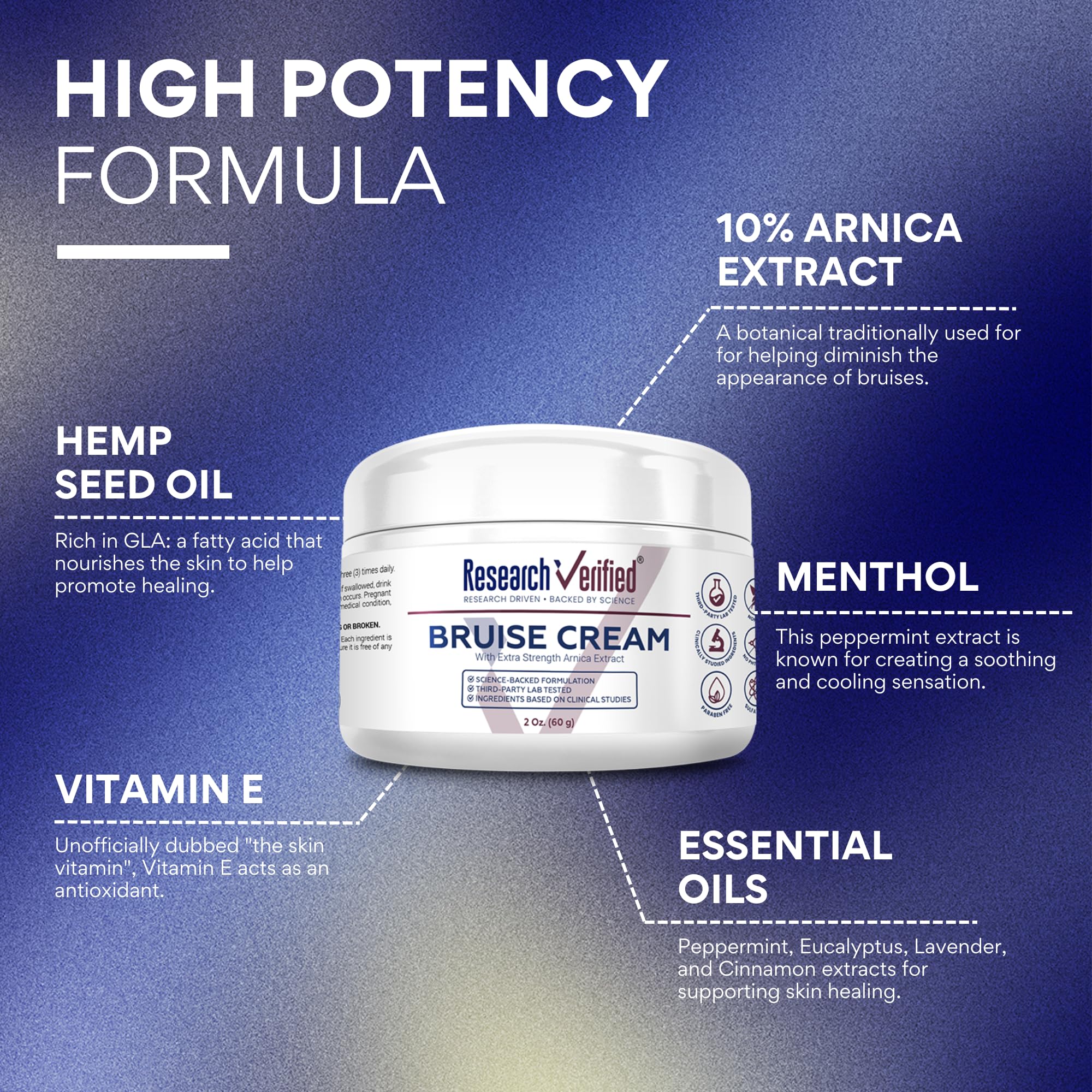 Research Verified Bruise Cream Peppermint cooling on skin enhances comfort.