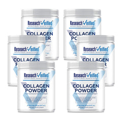 Research Verified Collagen Powder bottle shown for easy daily skin support.