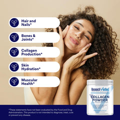 Close-up of powder texture highlights hydrolyzed collagen particles.