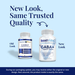 Research Verified GABA+ capsules close-up highlights 600mg GABA and tranquil-use potential