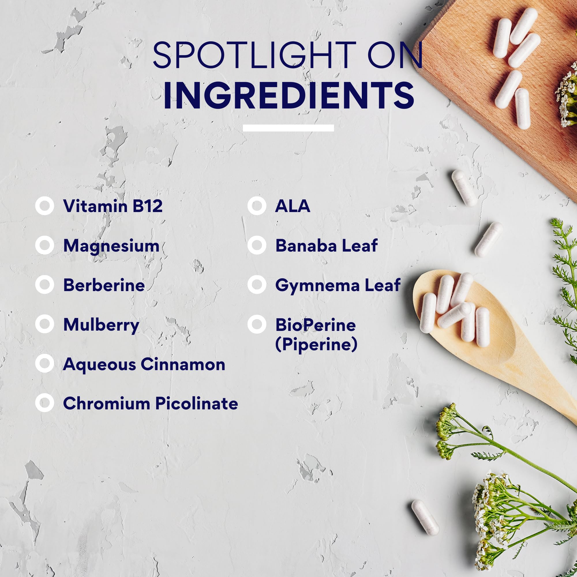 Research Verified Glucotrax ingredients list highlighting Berberine and Cinnamon.