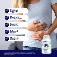 Research Verified IBS Relief BioPerine bottle highlighting enhanced absorption.