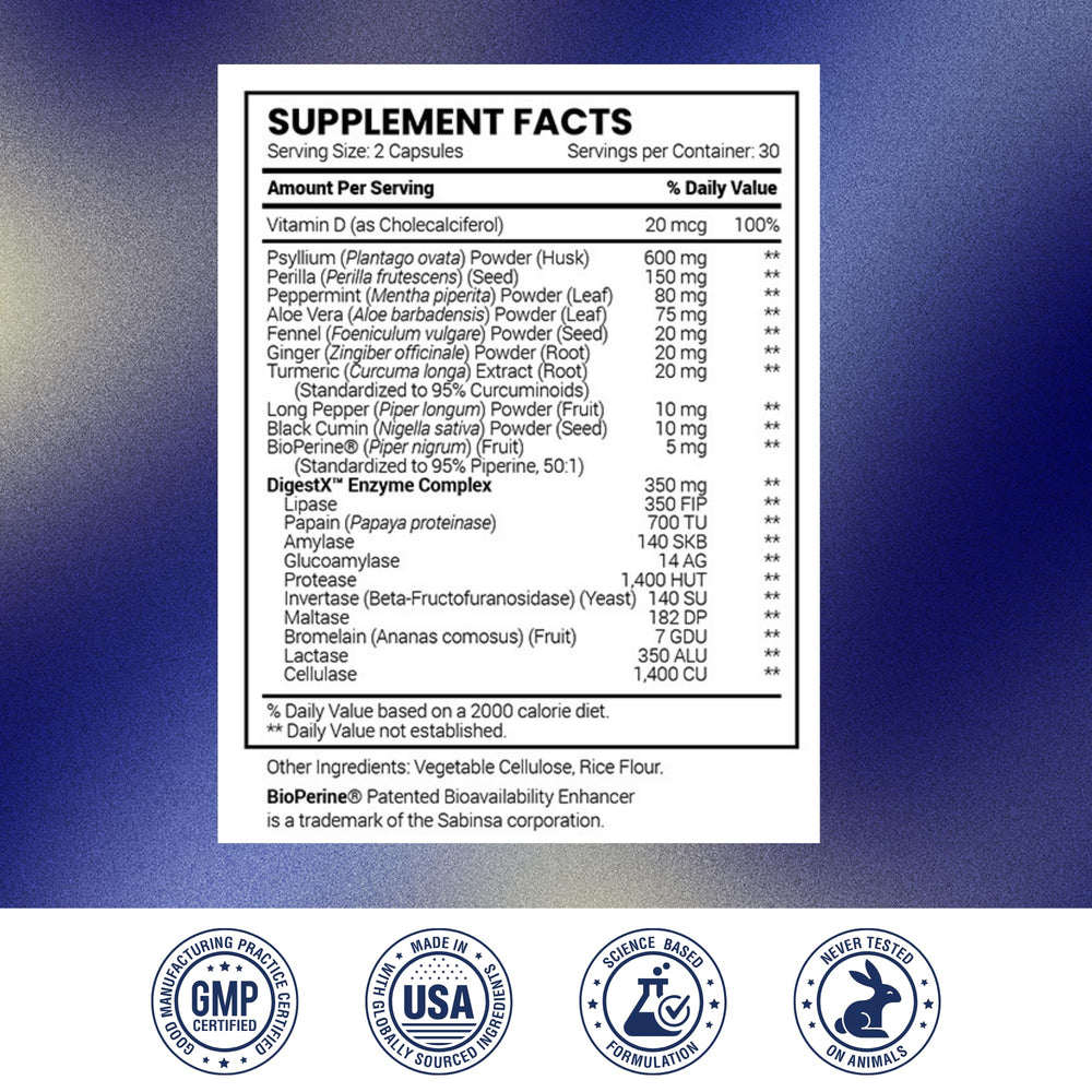 Research Verified IBS Relief capsules close-up showing smooth capsules for daily use.