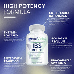 Research Verified IBS Relief turmeric extract bottle showing 95% curcuminoids.