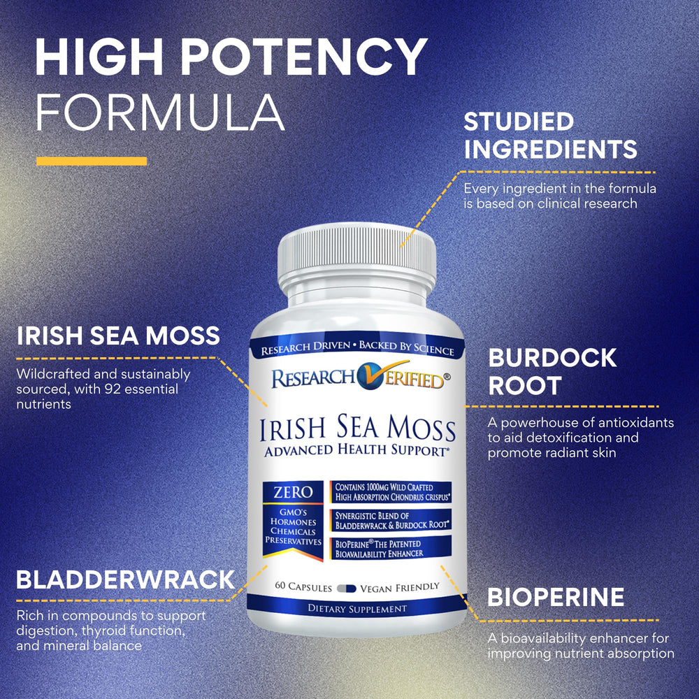 Research Verified Irish Sea Moss bottle pour – easy portioning for consistent daily rituals.