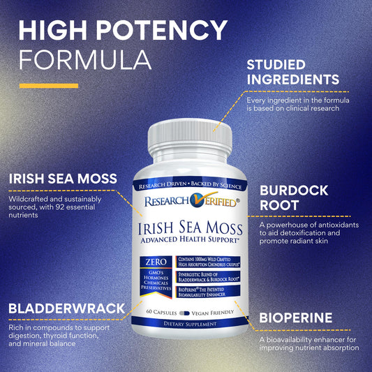 Research Verified Irish Sea Moss bottle pour – easy portioning for consistent daily rituals.