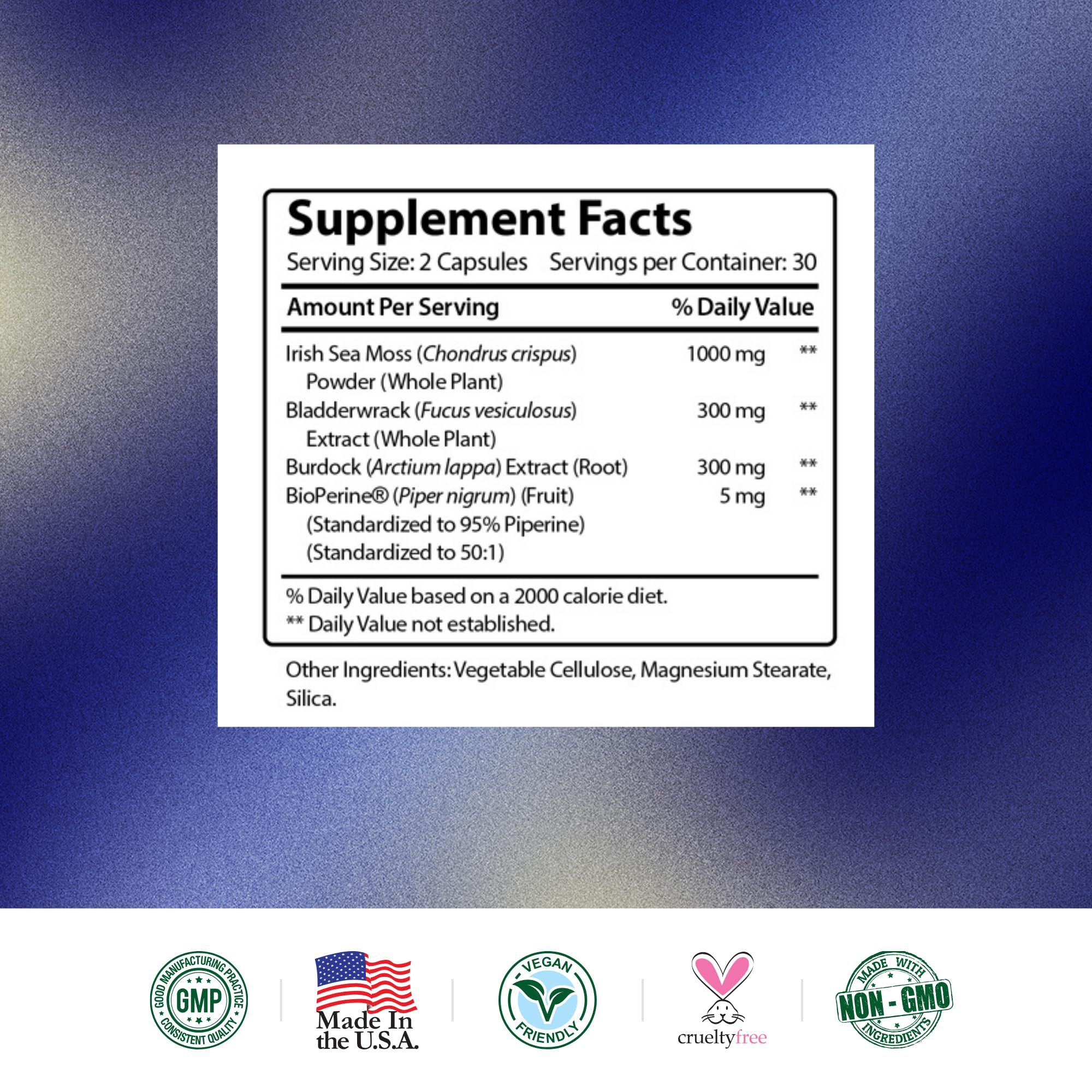 Research Verified Irish Sea Moss burdock highlight – blends nutrients for daily wellness.