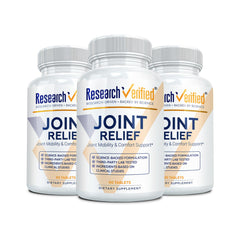 Research Verified Joint Support bottle pour showing easy-to-swallow capsules for daily use.