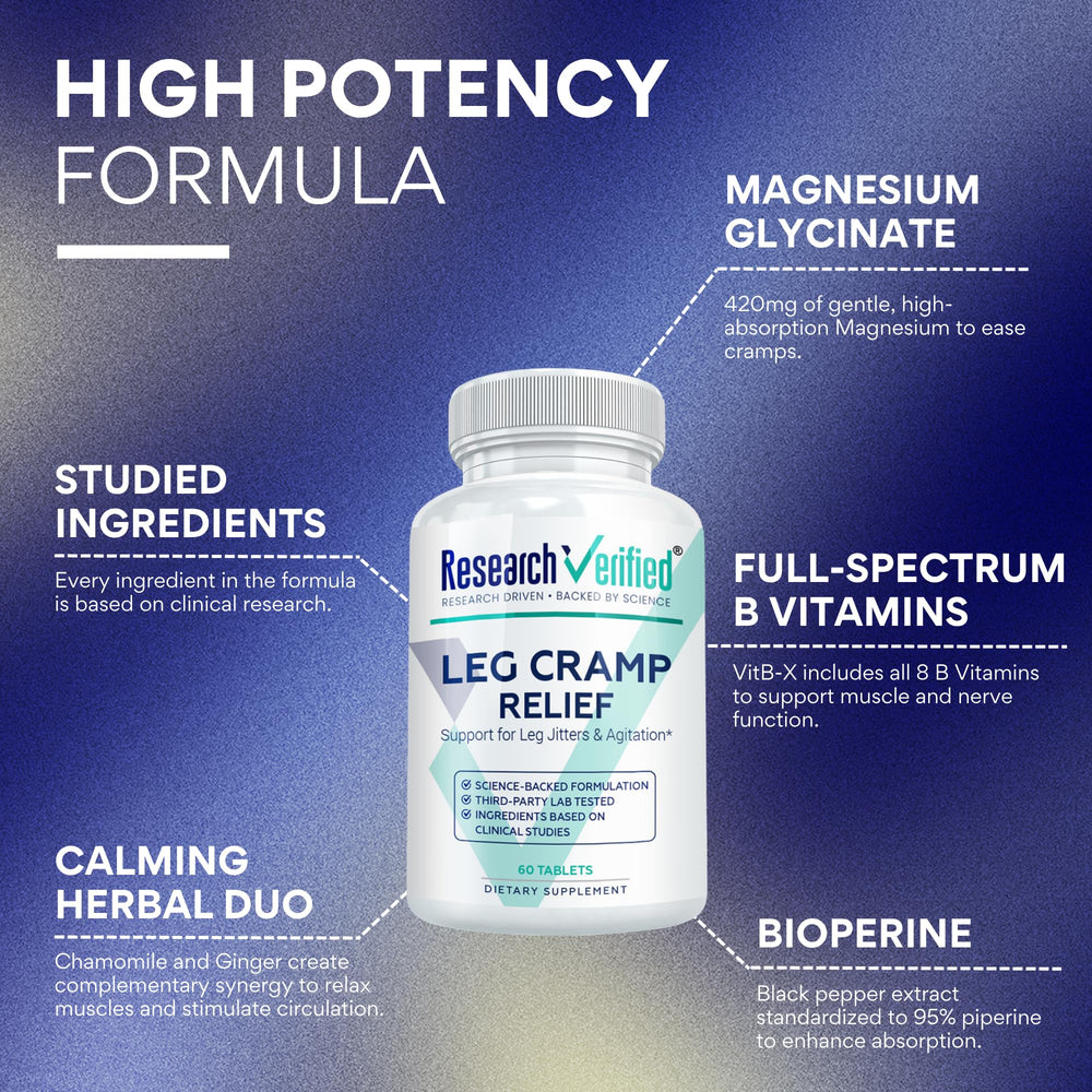 Research Verified Leg Cramps pour showing easy daily intake and smooth flow.