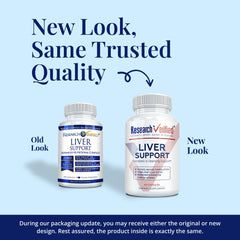Research Verified Liver Support capsules closeup highlights compact vegan capsules for daily wellness.