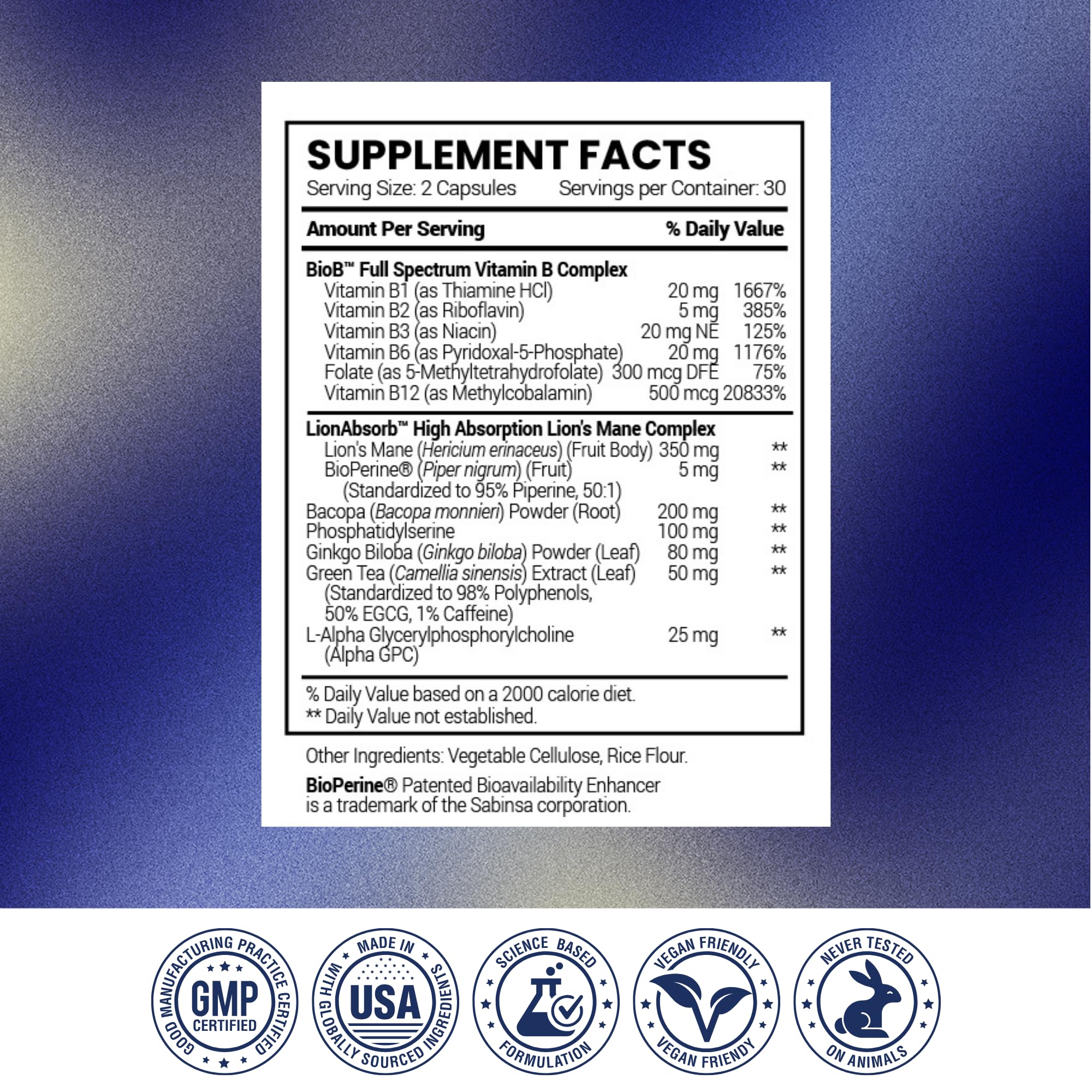 Research Verified Memory Booster purity seal and USA-made badge emphasize quality and clean ingredients.