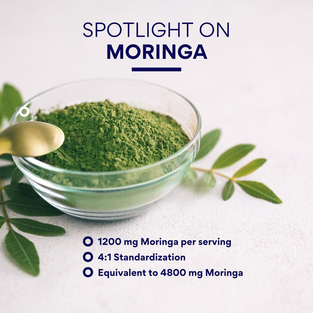 Research Verified Moringa Oleifera packaging displays serving size and count