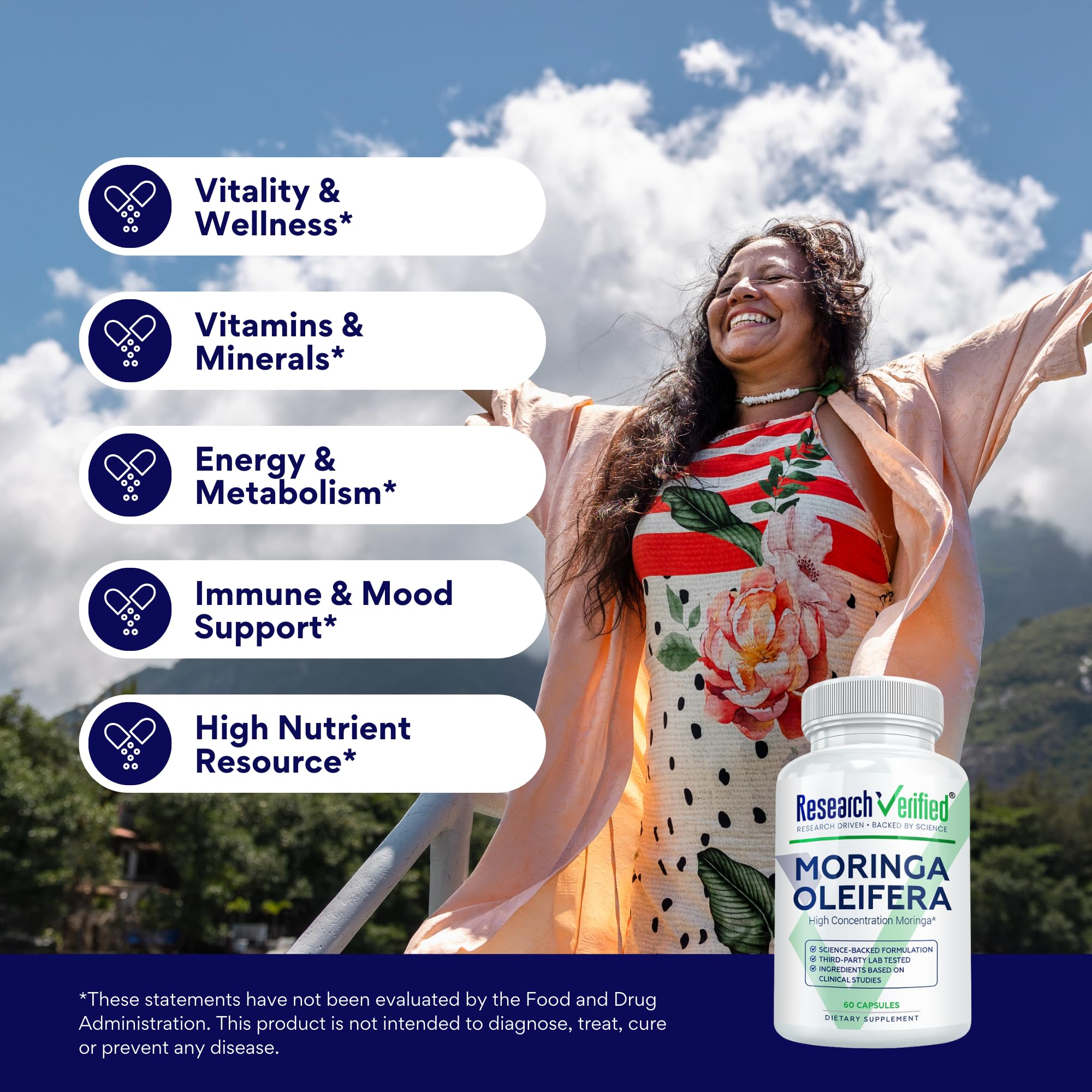 Research Verified Moringa Oleifera powder texture shows natural plant material