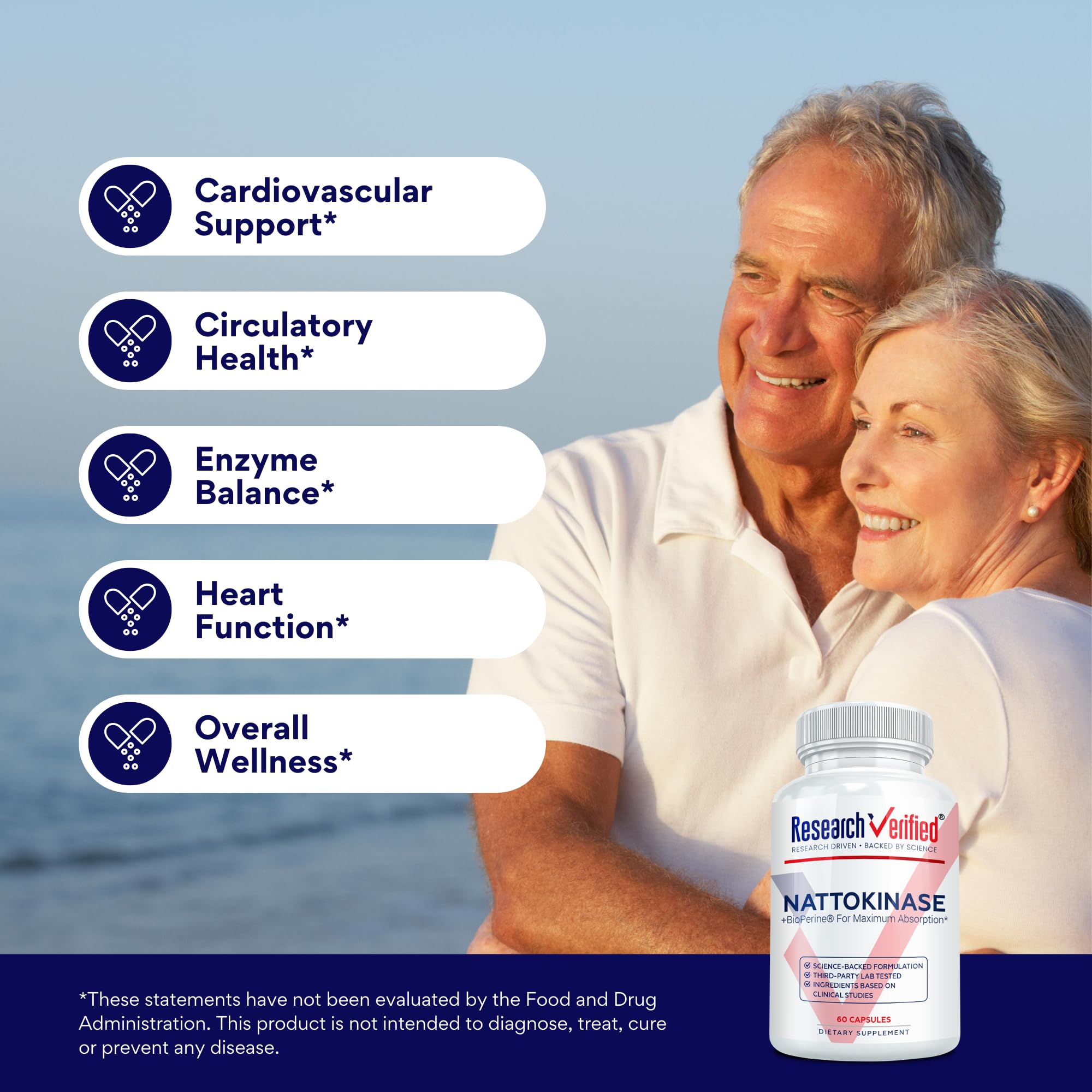 Research Verified Nattokinase bottle back label detailing ingredients.