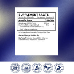 Research Verified Nattokinase third-party tested seal on packaging.