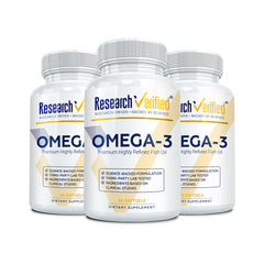 Research Verified Omega-3 bottle front for easy at-home daily use