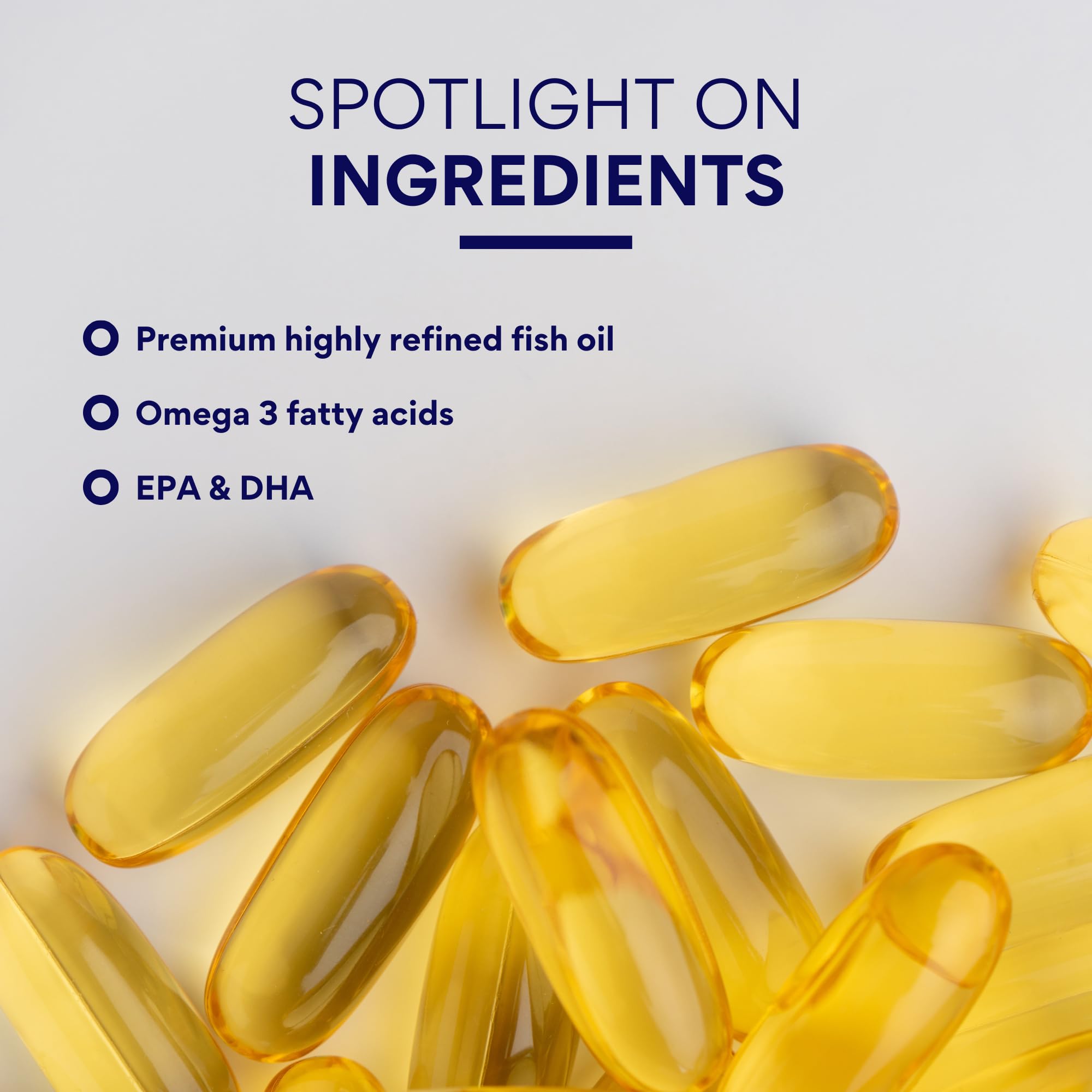 Research Verified Omega-3 softgel pour illustrating quick intake