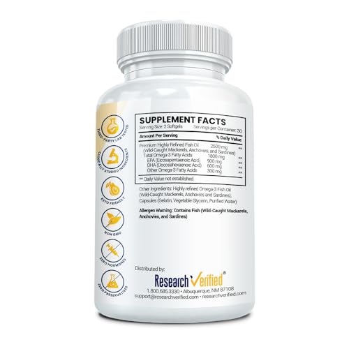 Research Verified Omega-3 softgels close-up highlighting smooth swallowing