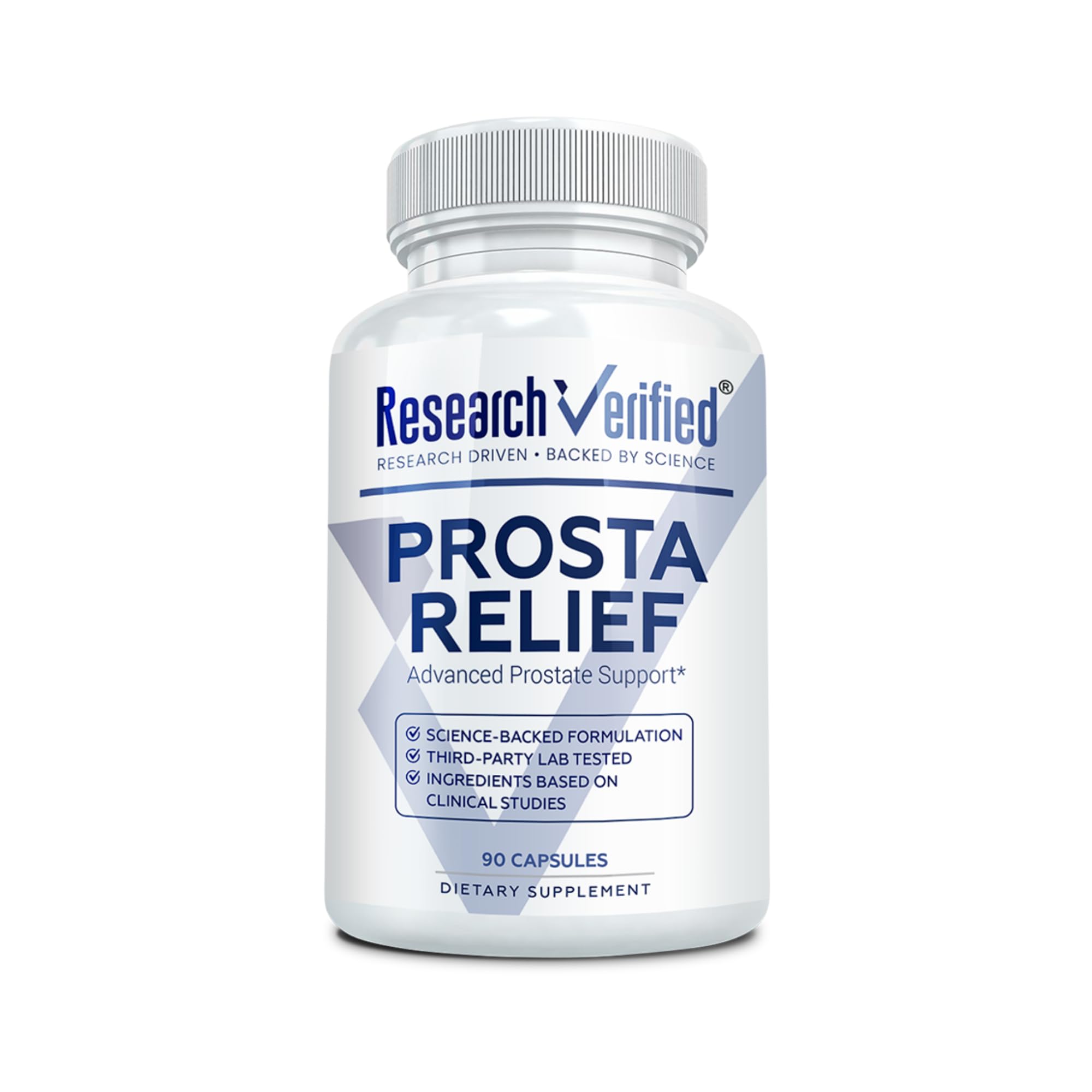 Research Verified Prosta Relief bottle front for natural prostate support