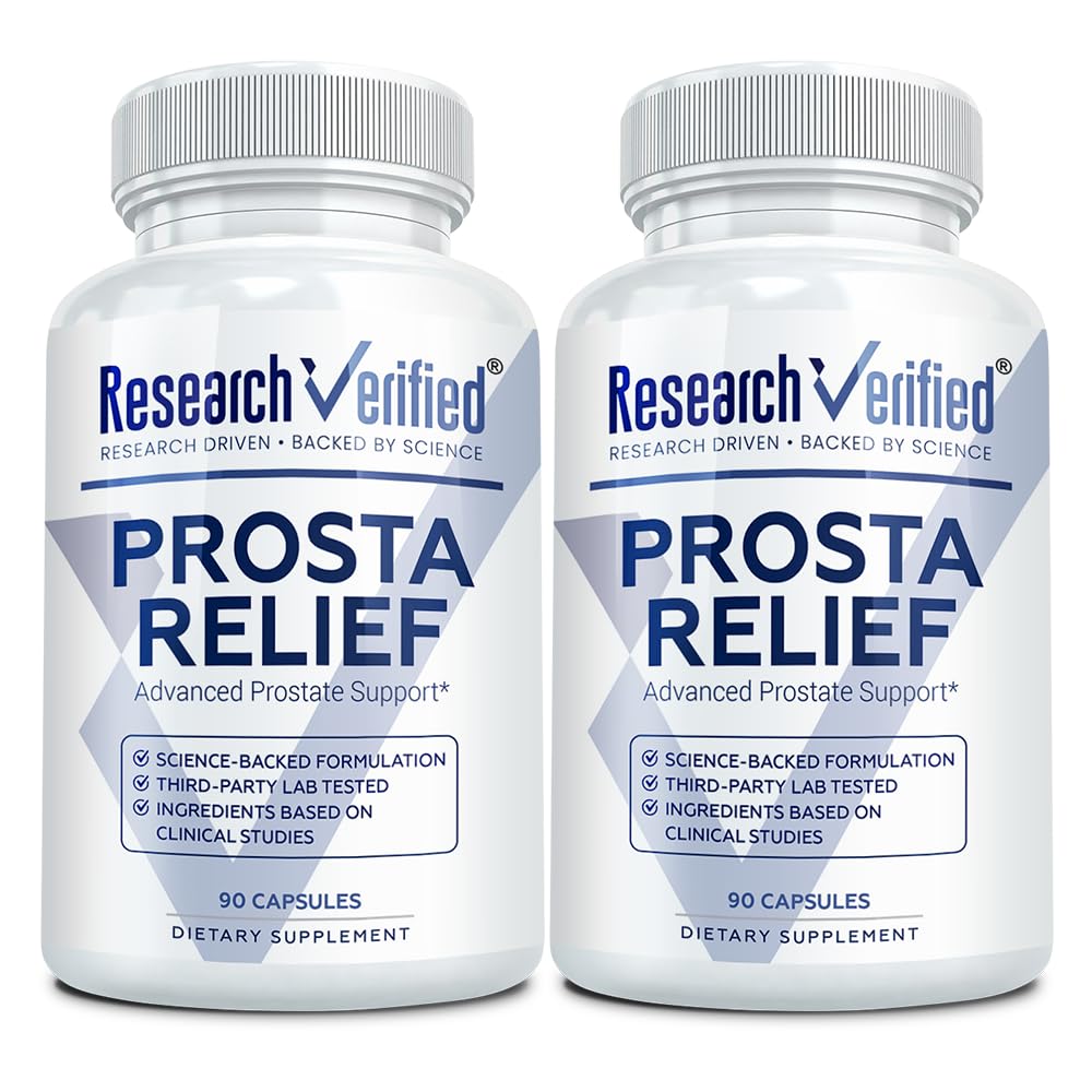Research Verified Prosta Relief bottle with Saw Palmetto for prostate wellness support