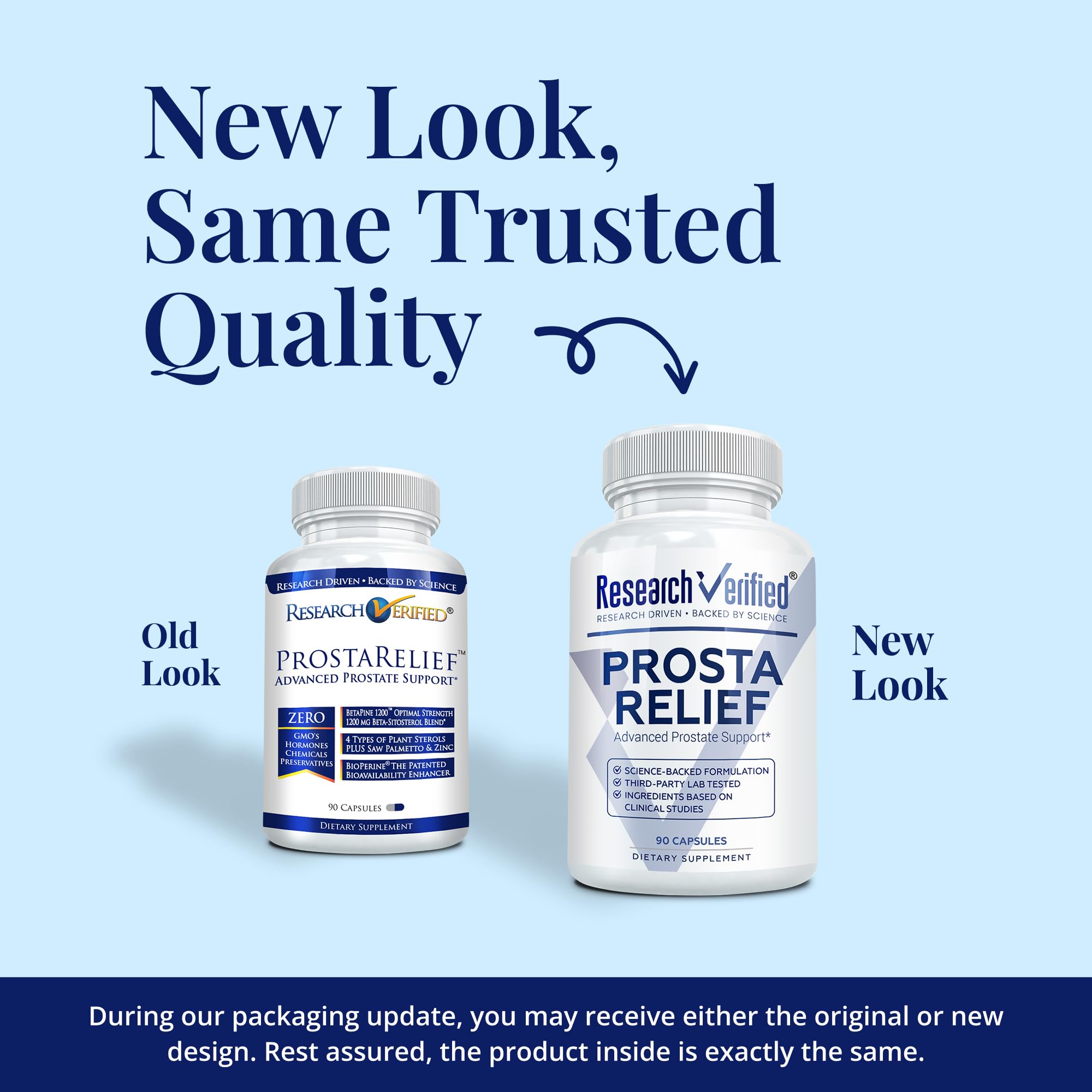 Research Verified Prosta Relief label highlights ingredients for urinary health support.
