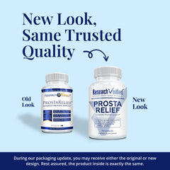 Research Verified Prosta Relief label highlights ingredients for urinary health support.