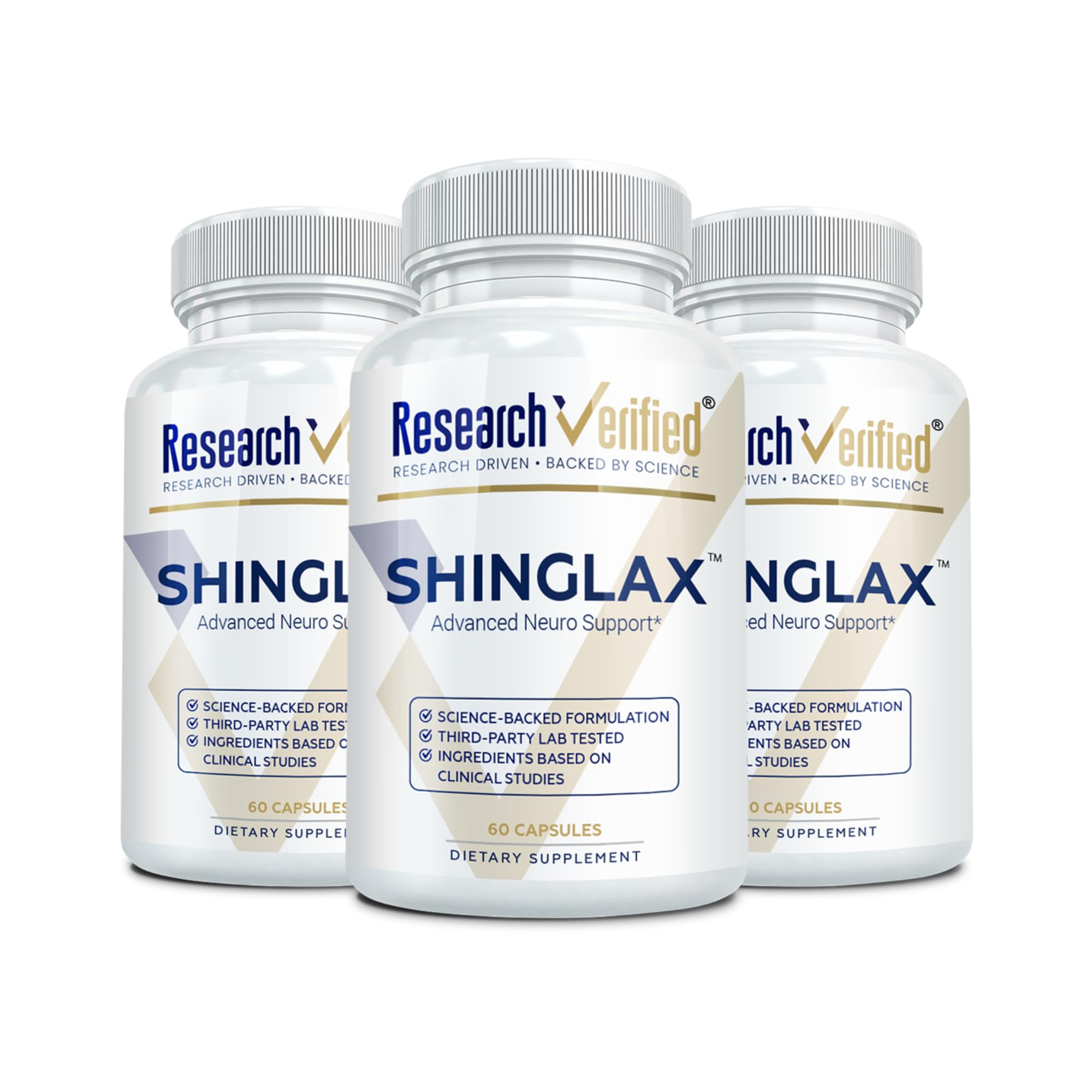 Research Verified Shinglax lemon balm bottle for daily calm support.