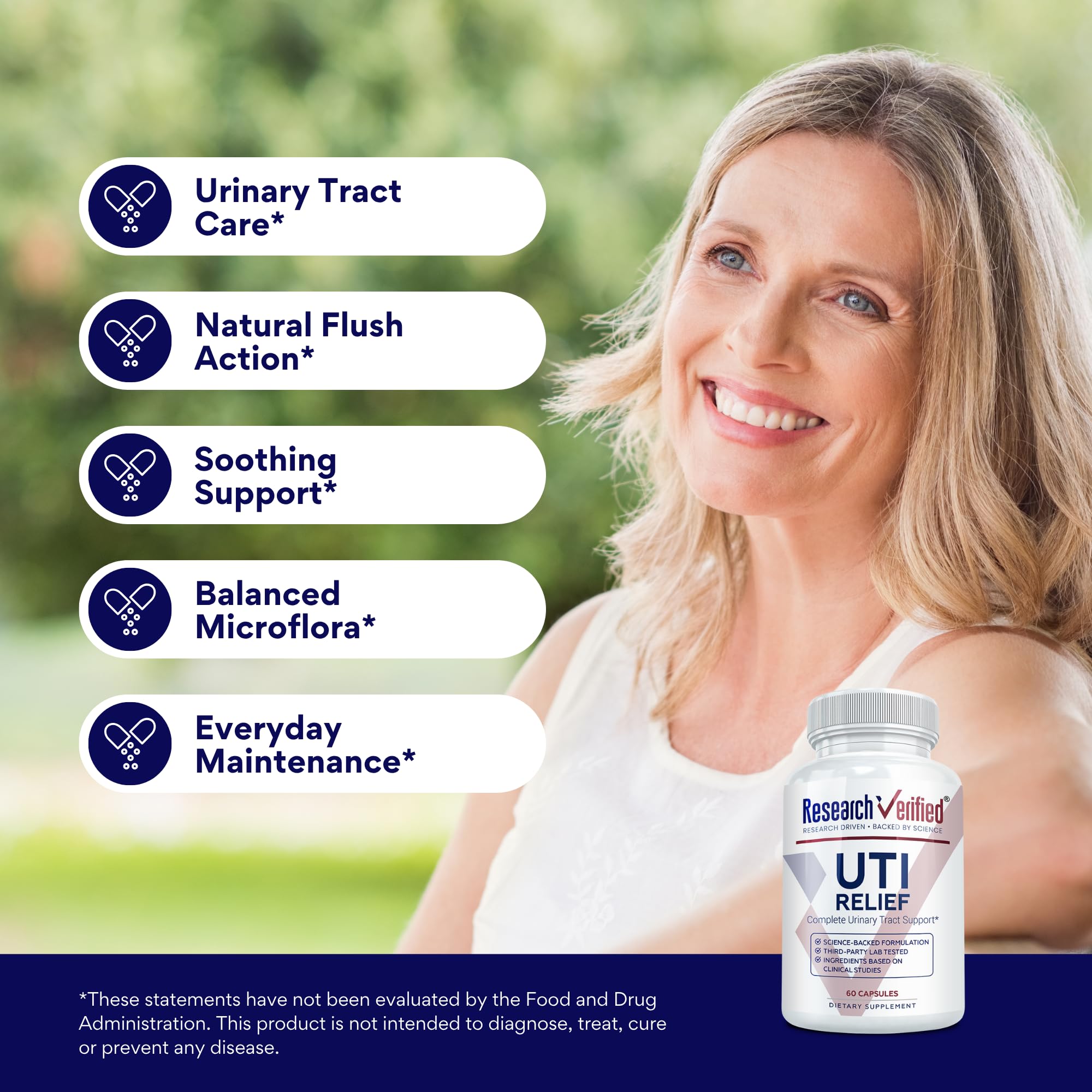 Research Verified UTI Relief d-Mannose ingredient close-up suggests straightforward urinary wellness support