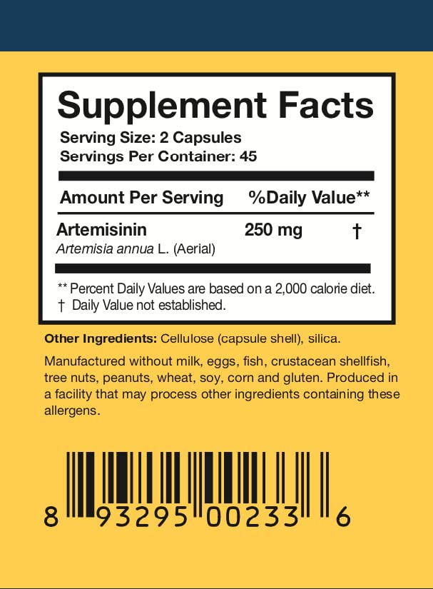 Artwork featuring Researched Nutritionals Artemisinin Solo and artemisia annua extract for purity.