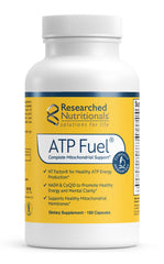 Researched Nutritionals ATP Fuel bottle front promoting daily energy support