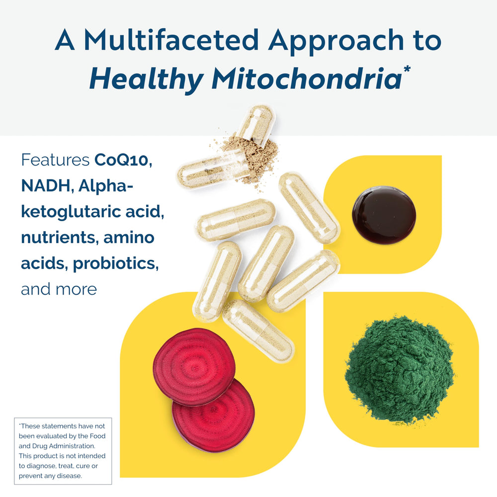 Researched Nutritionals ATP Fuel label closeup highlighting vitamins and CoQ10 for mitochondrial support