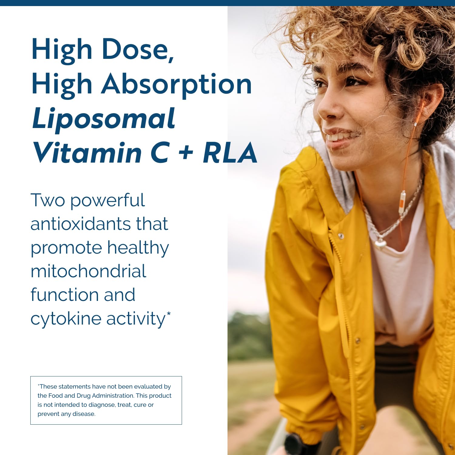 Pouring C-RLA liposomal vitamin C to showcase smooth texture and flavor