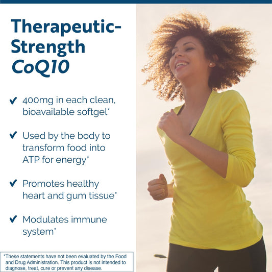 CoQ10 softgels pour image highlights easy daily intake for cardiovascular support