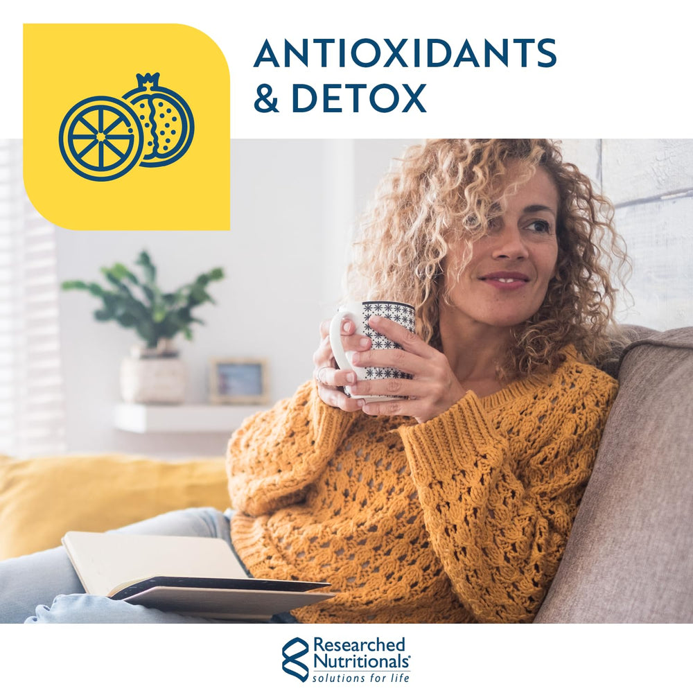 Researched Nutritionals TocoPure D&G bottle pour shows easy dosing for daily antioxidant support.