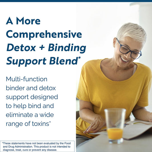 Researched Nutritionals ToxinPul binder bottle aids full-body detox and toxin binding.