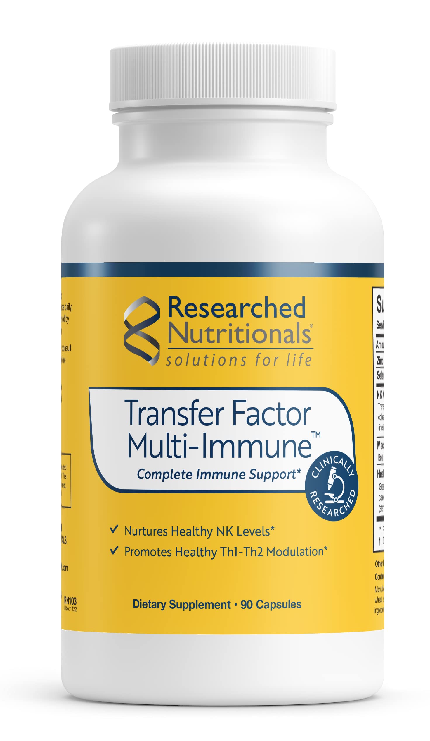 Researched Nutritionals Transfer Factor Multi-Immune bottle supports daily immune balance
