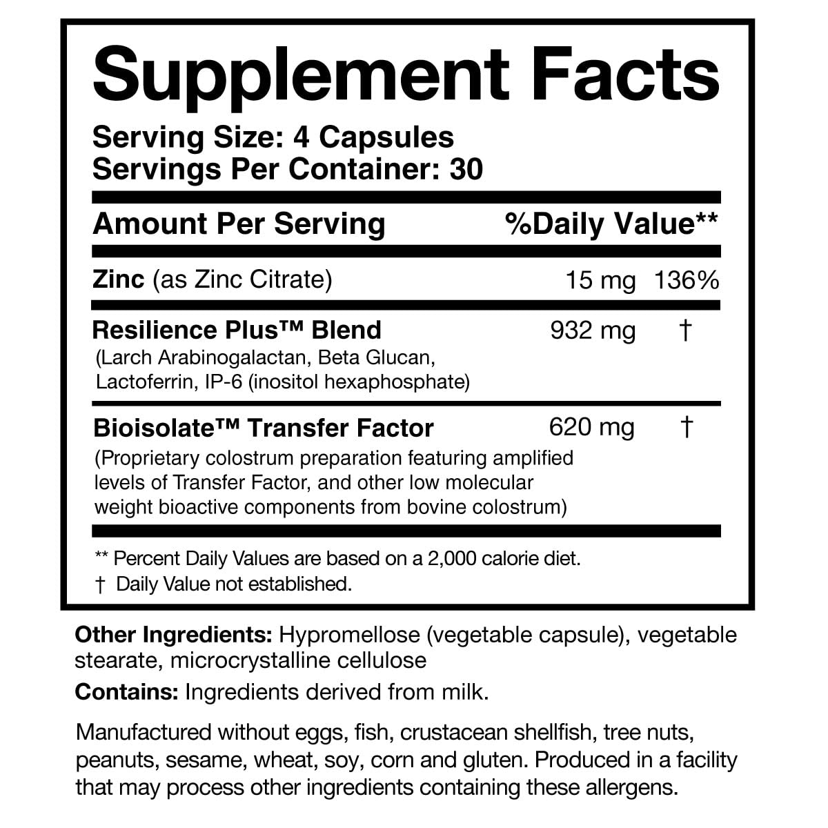 Researched Nutritionals Transfer Factor Rapid Response gut health focus signals mucosal support potential.