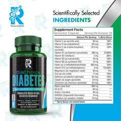DiaChoice ingredients blend highlighting 19 essential nutrients for nerve health.