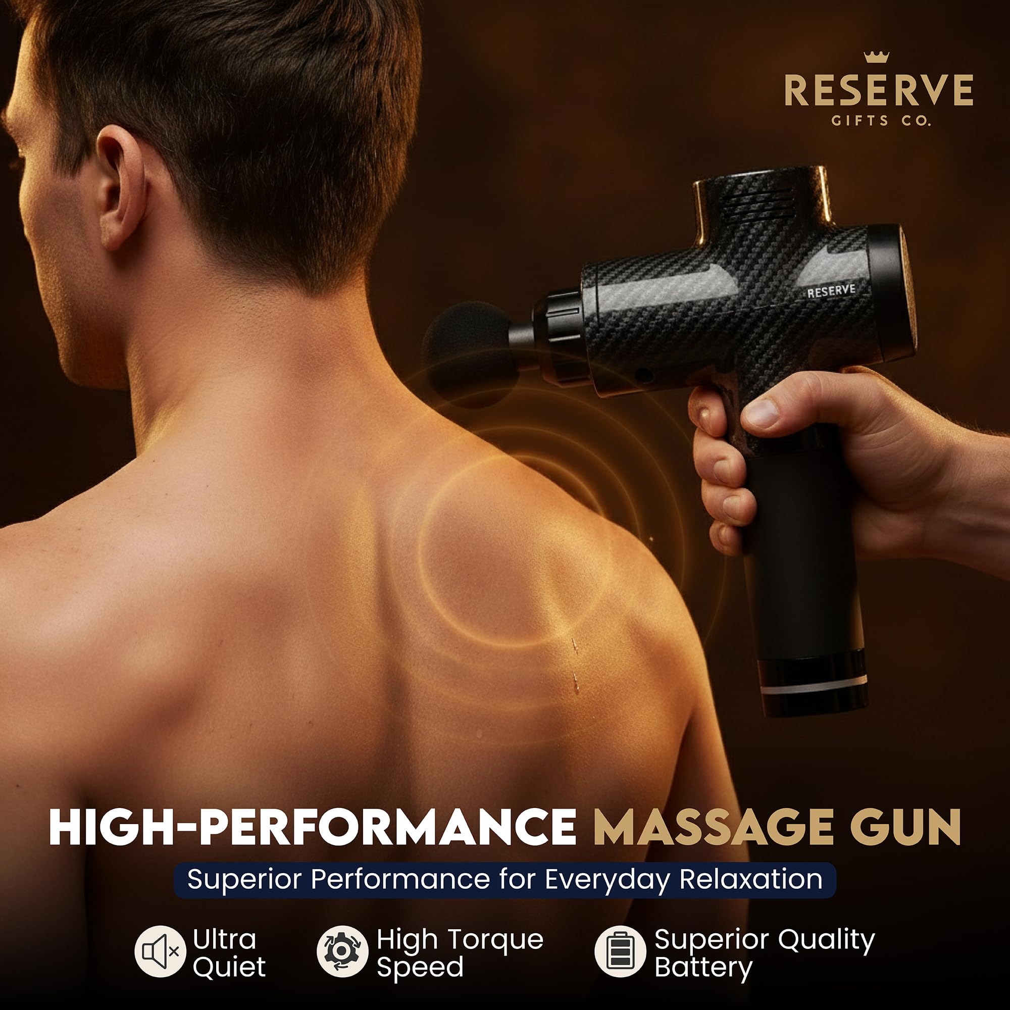 Reserve Gifts Co. deluxe carrying case keeps your massage gun secure and ready.