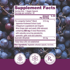 Closeup of Reserveage Beauty resveratrol capsules showing veggie capsule form