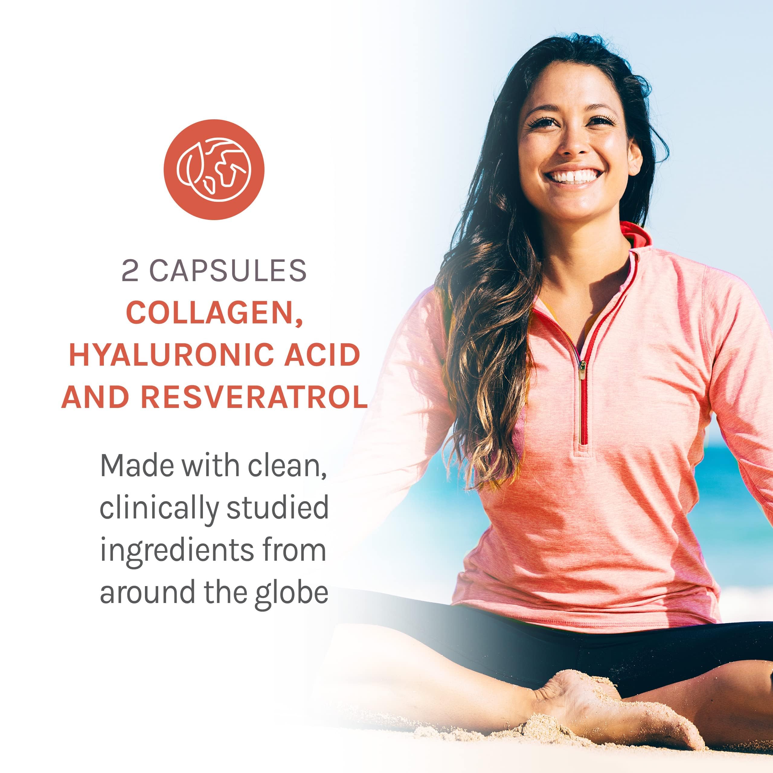 Reserveage Biotin Resveratrol capsules emphasizing hair and nail vitality.