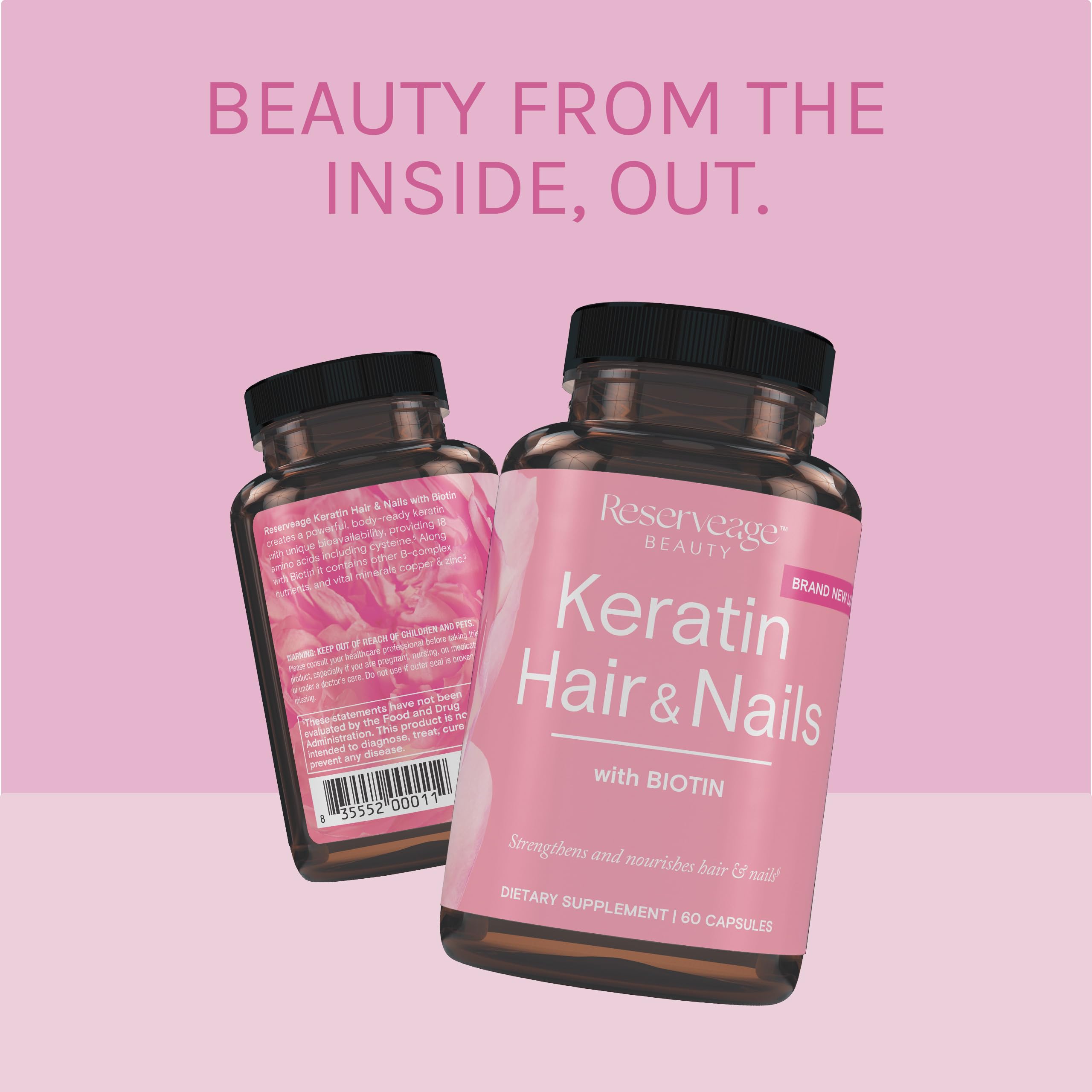 Reserveage Keratin Hair Booster ingredients chart highlighting key actives.