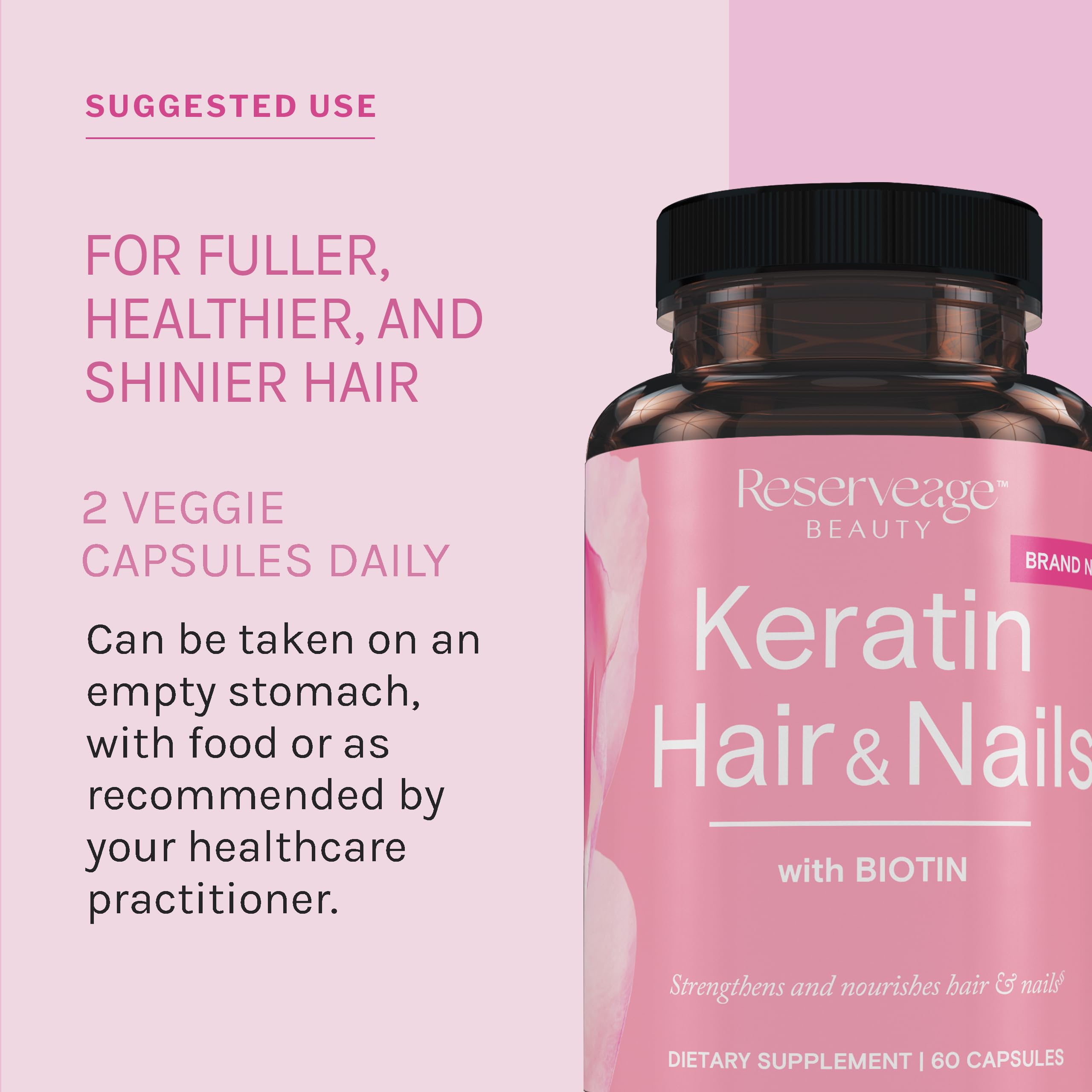 Reserveage Keratin Hair Booster capsules swirl showing compact glossy texture.