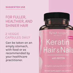 Reserveage Keratin Hair Booster capsules swirl showing compact glossy texture.
